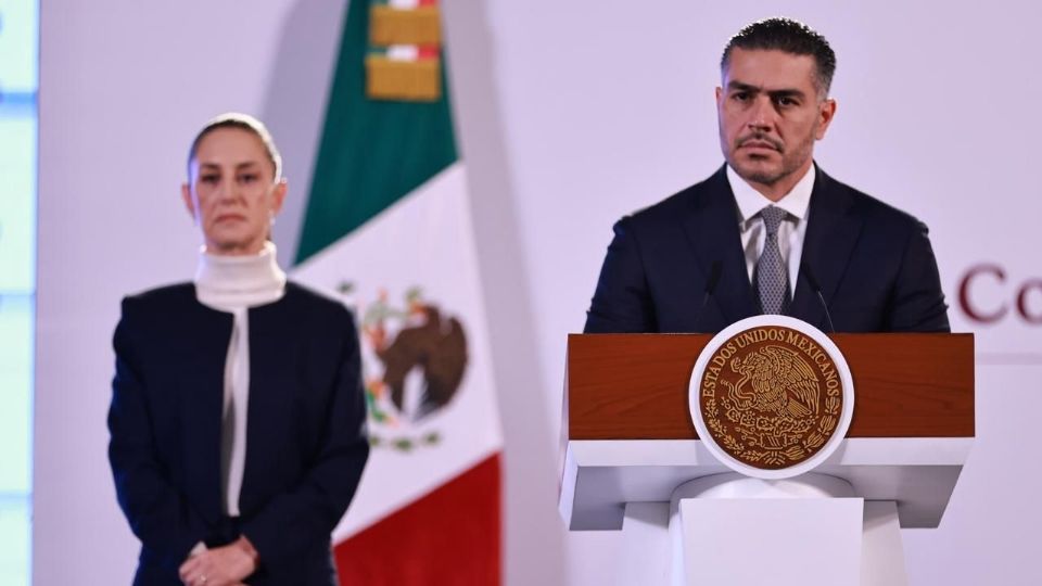 Omar García Harfuch, titular de la SSPC y Claudia Sheinbaum, presidenta de México.