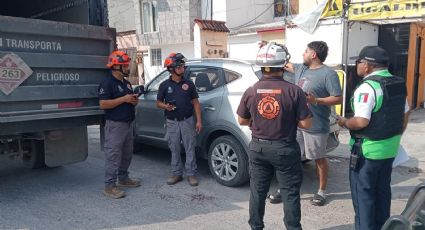 Camión de carga causa lesión a mujer al prensarle la mano