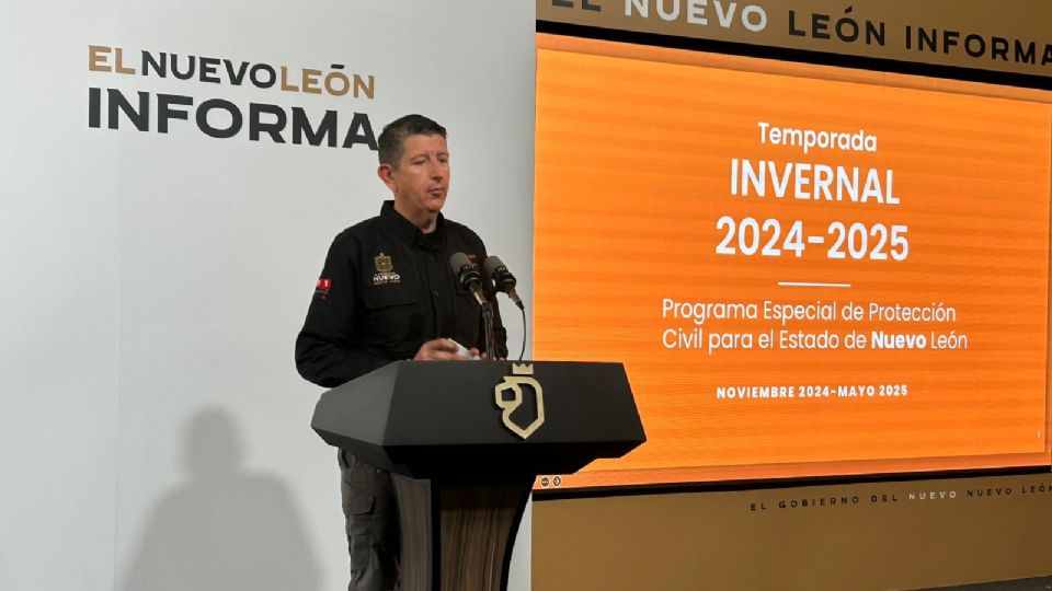 Erick Cavazos, titular de Protección Civil de Nuevo León, presenta el informe de la temporada invernal 2024-2025.