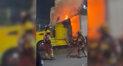 Fuego consume cabina de tráiler en avenida Universidad en San Nicolás