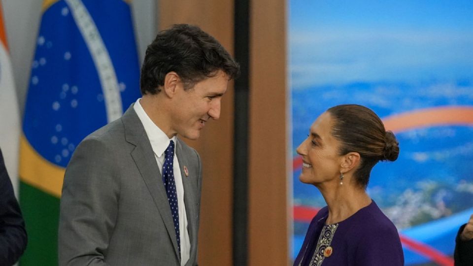 Justin Trudeau, primer ministro de Canadá y Claudia Sheinbaum, presidenta de México en la Cumbre del G20.