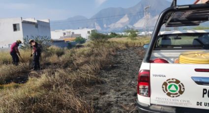 Controlan incendio en predio baldío de Escobedo