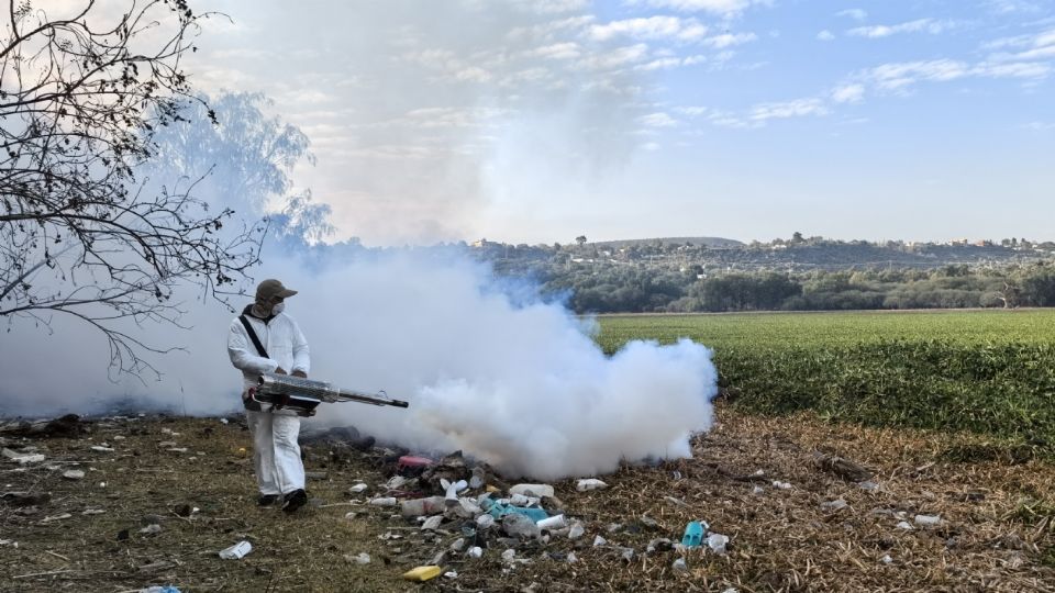 Presa Endhó en Hidalgo recibe fumigación, debido al problema de mosquitos Culex.