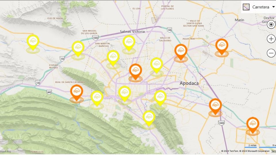 Mapa de calidad del aire en Monterrey, hoy 10 de diciembre de 2024.