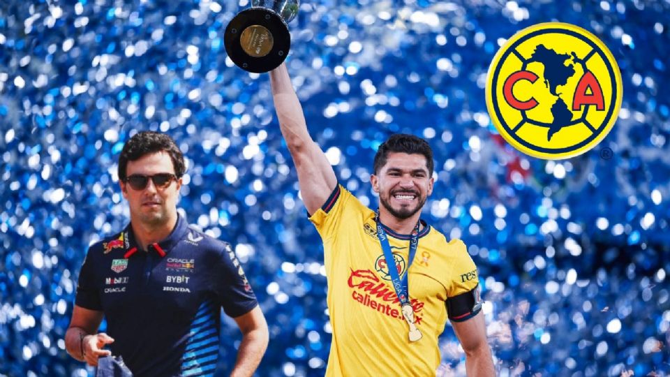 El festejo de Checo Pérez con la plantilla del América por el Tricampeonato de la Liga MX