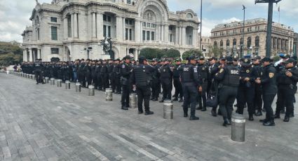 Despliegan a policías antimotines en inmediaciones de Palacio de Bellas Artes