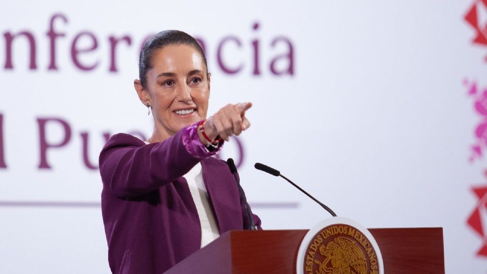 Claudia Sheinbaum Pardo, presidenta de México durante la conferencia matutina que se lleva a cabo en Palacio Nacional.