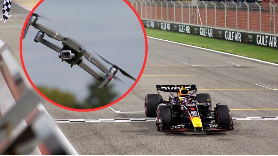 Ilustrativa. Dron a alta velocidad en la F1.