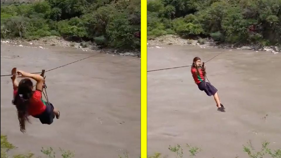 Estudiantes en Colombia deben atravesar el río Chicamocha en tirolesa para poder llegar a la escuela.