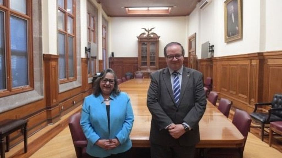 Norma Piña Hernández, presidenta de la SCJN y el rector de la UNAM, Leonardo Lomelí Vanegas.