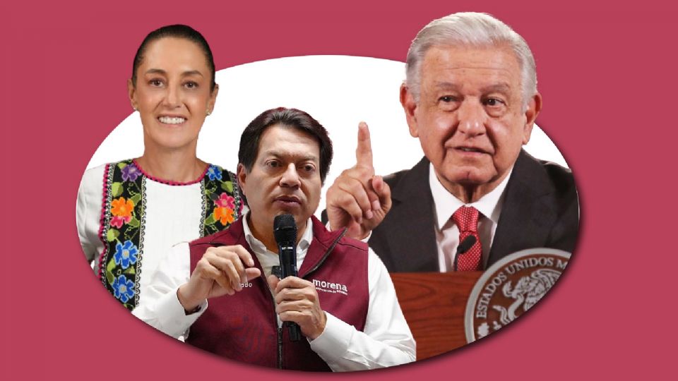 Claudia Sheinbaum, candidata presidencial, AMLO, presidente de México y Mario Delgado, presidente nacional del partido Morena.