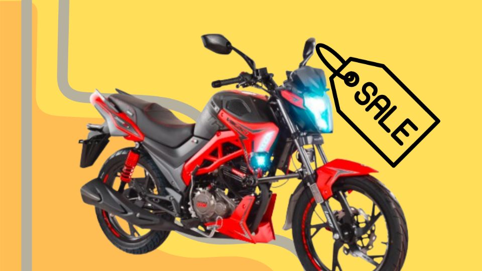 Esta moto deportiva, con su diseño en rojo y negro, ofrece una autonomía de 420 km, un motor de 200 cc y un rendimiento de 30 km/l.