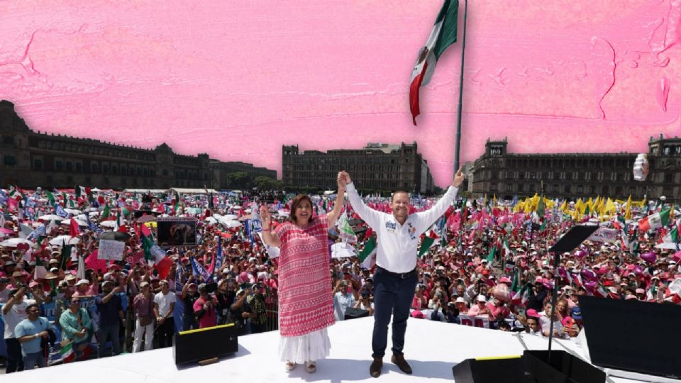 Xóchitl Gálvez convocó a más de 100 mil personas en el Zócalo de la CDMX con la Marea Rosa.