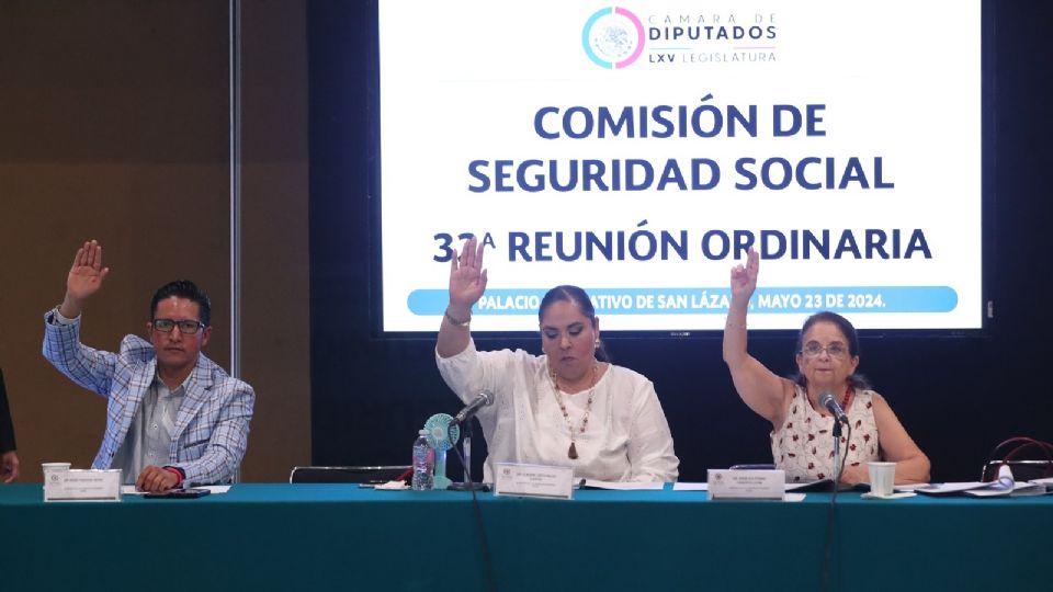 Sesión de la comisión de Seguridad Social de San Lázaro.