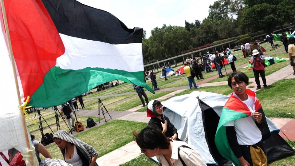 Estudiantes de la UNAM en apoyo a Palestina.