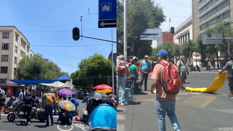 Manifestantes cerraron la vialidad en cruce de la avenida José María Izazaga y 20 de noviembre.