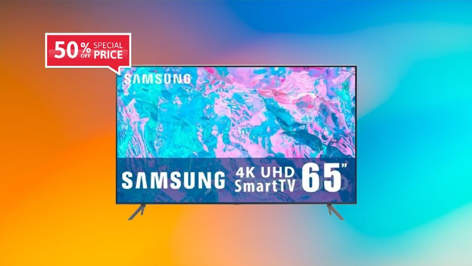 Walmart vende súper pantalla Samsung 4k de 65' con tecnología LED y control de voz.