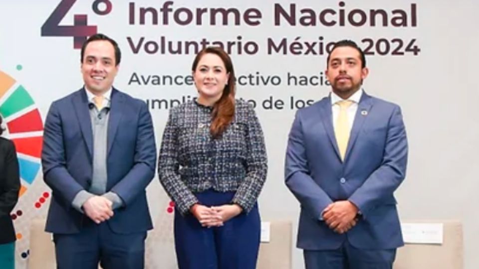 Durante la presentación del 4° Informe Nacional Voluntario México 2024.