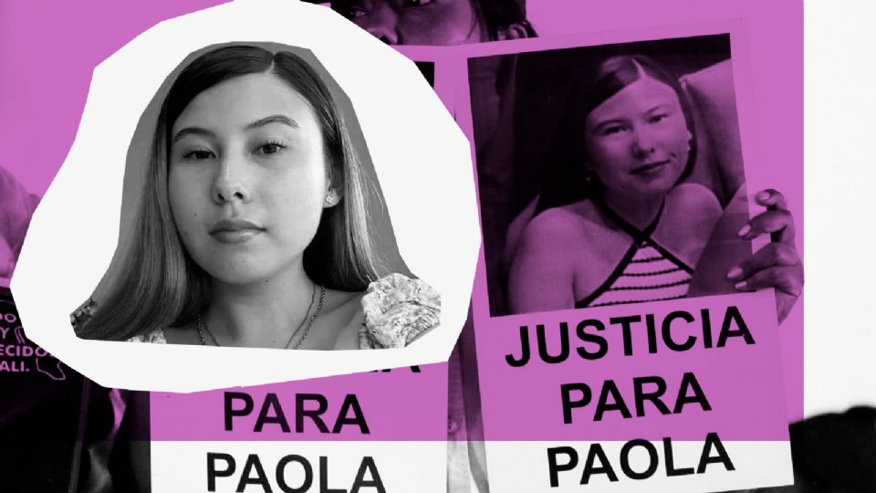 Julieta del colectivo feminista Cimarrón de Baja California exige justicia por el feminicidio de Paola Andrea Bañuelos en Mexicali.