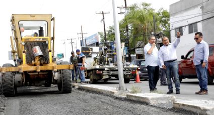 Continúan trabajos de repavimentación en Escobedo