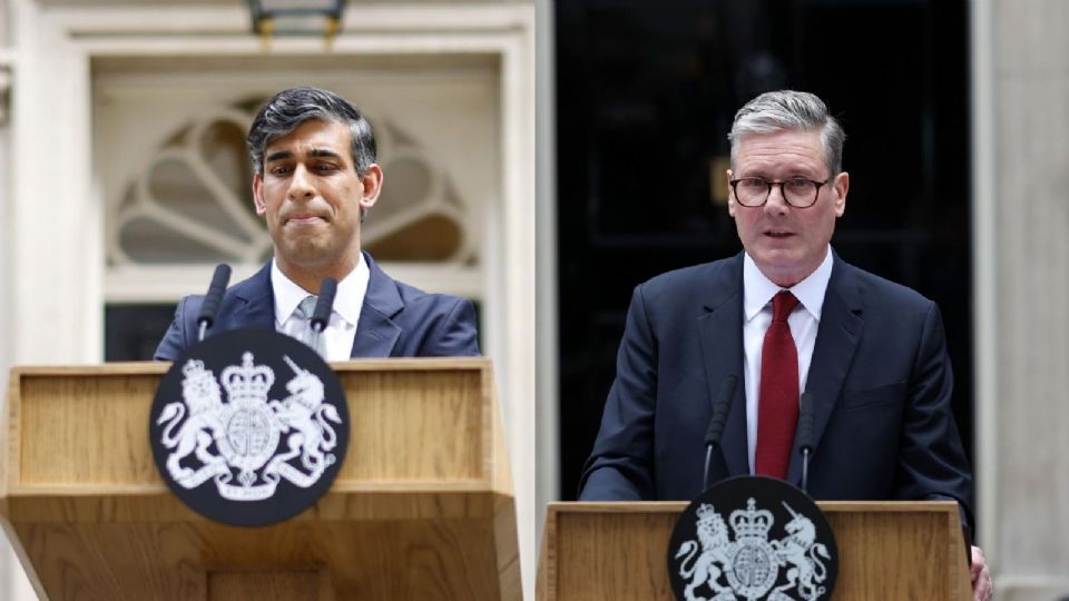 El primer ministro británico saliente, Rishi Sunak, dio un discurso en el número 10 de Downing Street, tras los resultados de las elecciones, en Londres, Reino Unido.