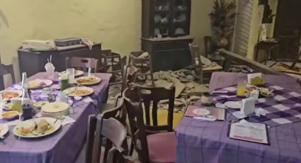 Cae viga dentro de restaurante en Santiago, hay dos lesionados