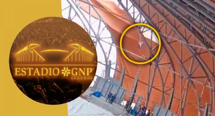 Trabajador es arrastrado por fuerte viento en remodelación del Estadio GNP: VIDEO