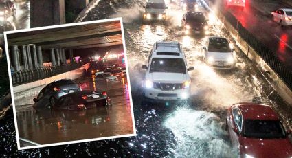 Fuertes lluvias en Periférico Norte dejan autos flotando (VIDEO)