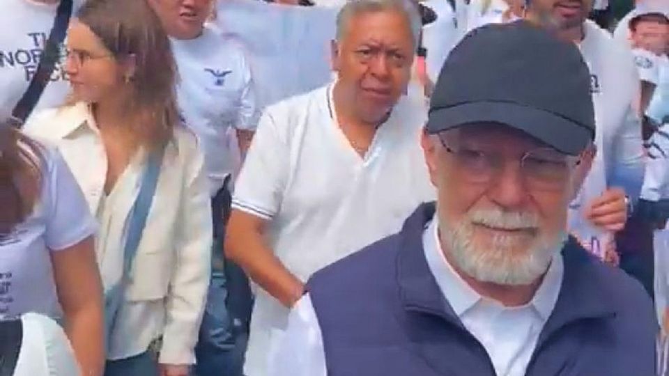 El ministro Juan Luis González Alcántara Carrancá participó en la marcha contra la reforma judicial.