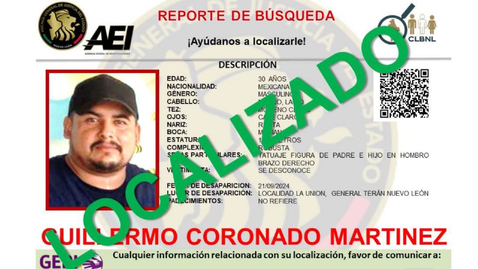 Guillermo Coronado Martínez había desaparecido el sábado 21 de septiembre en General Terán.