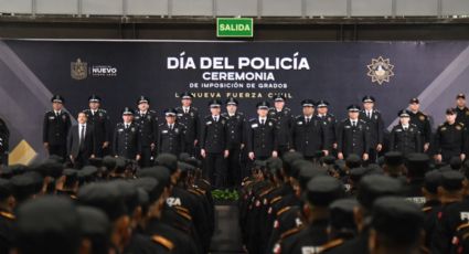 Fuerza Civil de Nuevo León celebra ascenso de más de 500 policías