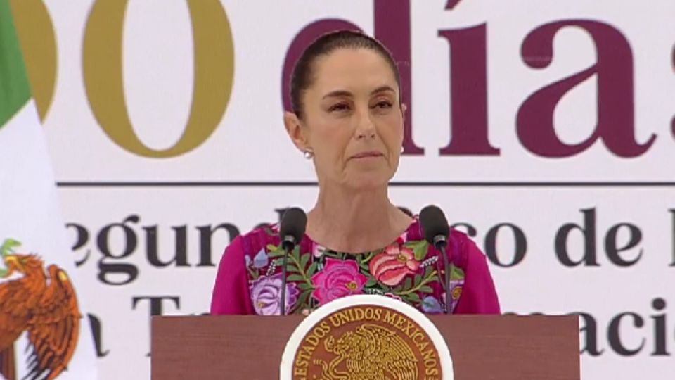 Claudia Sheinbaum, presidenta de México en el informe de los primeros 100 días de su gobierno.