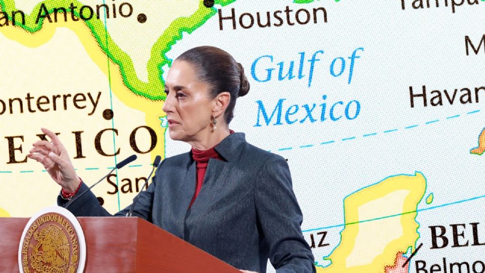 La presidenta de México, Claudia Sheinbaum, participa durante su rueda de prensa este miércoles en Palacio Nacional.