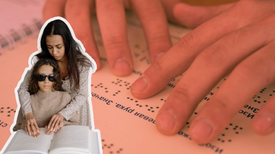 La forma correcta de leer el alfabeto Braille es mover la mano de izquierda a derecha pasando por cada línea.