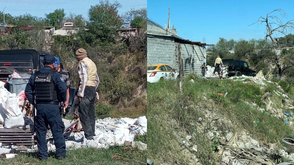 Agentes aseguraron el vehículo Jeep y el remolque utilizados para descargar escombro en las orillas del Río Pesquería.