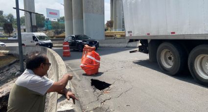 Reparan socavón en distribuidor vial La Concordia en Iztapalapa