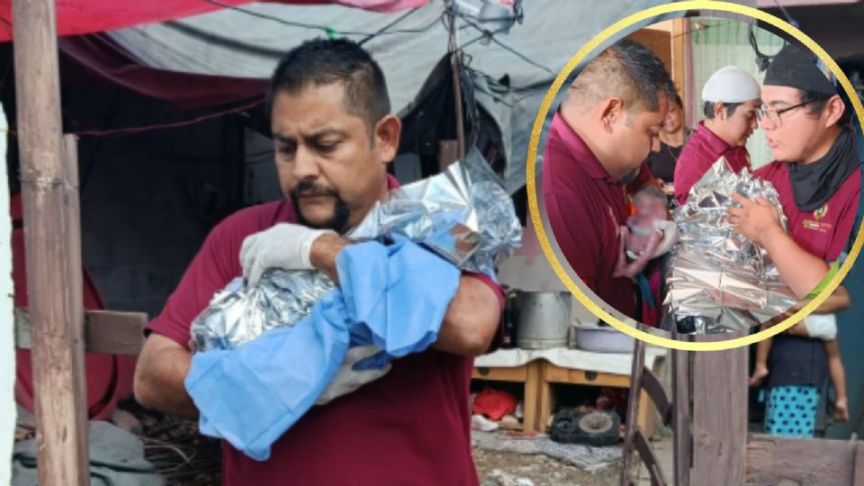 Paramédicos de Protección Civil Escobedo asistieron un parto de emergencia en una vivienda del sector Villas de San Francisco.