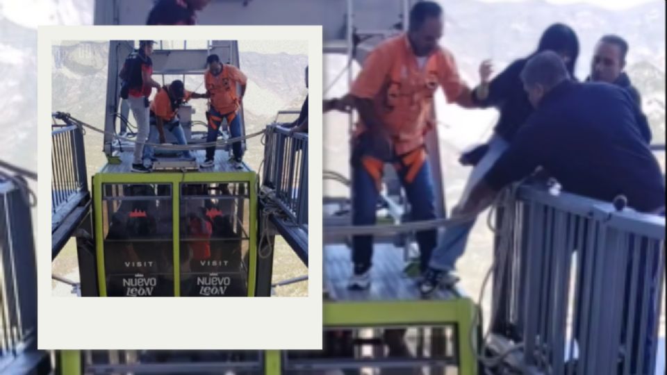 Empleados de las Grutas de García rescataron a paseantes atrapados en una cabina del teleférico tras una falla mecánica; ninguno resultó lesionado.