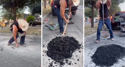 VIDEO | Influencer regio tapa el bache por el que asesinaron a Don Nico en Salvatierra