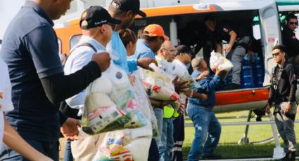 Helicóptero de Protección Civil Nuevo León traslada víveres a zonas incomunicadas en Veracruz