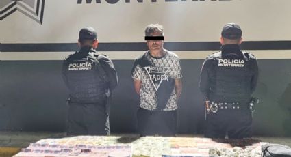 Cae en Monterrey con droga, 15 mil pesos y 35 dólares tras agredir a policías