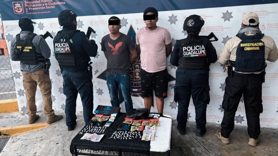 Los detenidos fueron interceptados por el Grupo GET de la Policía de Guadalupe durante un operativo en la colonia Nuevo Almaguer.