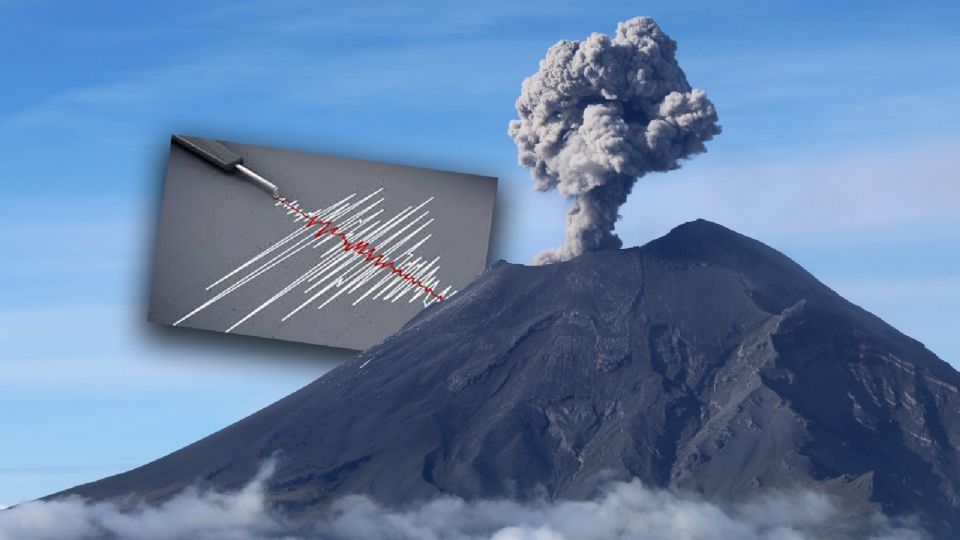Actividad del volcán Popocatépetl este martes.