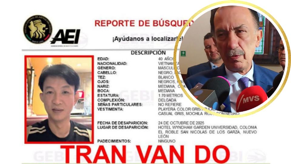 El ciudadano vietnamita Tran Van Do fue visto por última vez el 24 de octubre en un hotel de San Nicolás; su última ubicación se registró en Miguel Alemán, Tamaulipas.