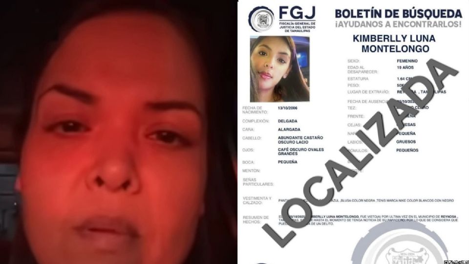 Viridiana Montelongo agradeció el apoyo recibido durante la búsqueda de su hija Kimberlly Luna, quien fue localizada con vida tras varios días desaparecida en Reynosa.