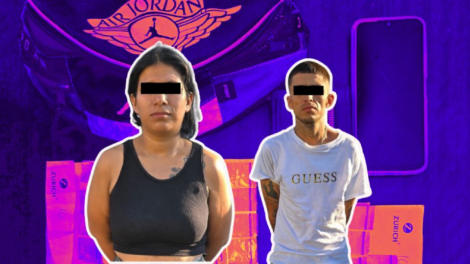 La pareja fue detenida en el centro de Monterrey con 45 bolsas con aparente droga tipo cristal, según informó la Policía municipal.