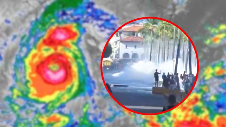 El SMN publicó un video del huracán Priscilla ocasionando fuerte oleaje en el malecón de Puerto Vallarta, Jalisco.