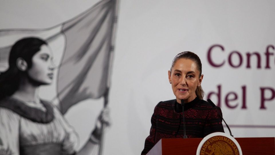 Claudia Sheinbaum Pardo, presidenta de México durante conferencia de prensa en Palacio Nacional.