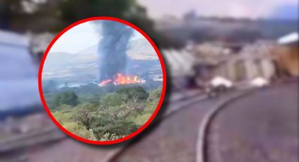 VIDEO | Descarrilamiento de tren en Tepetitlán, provoca fuerte incendio; hay una persona lesionada