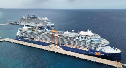 Mara Lezama da bievenida al crucero Celebrity Xcel en Cozumel, primer puerto que toca en el mundo